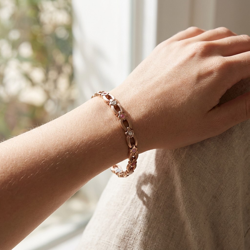 Roselle Rose Gold Crystal Link Bracelet - Image 2
