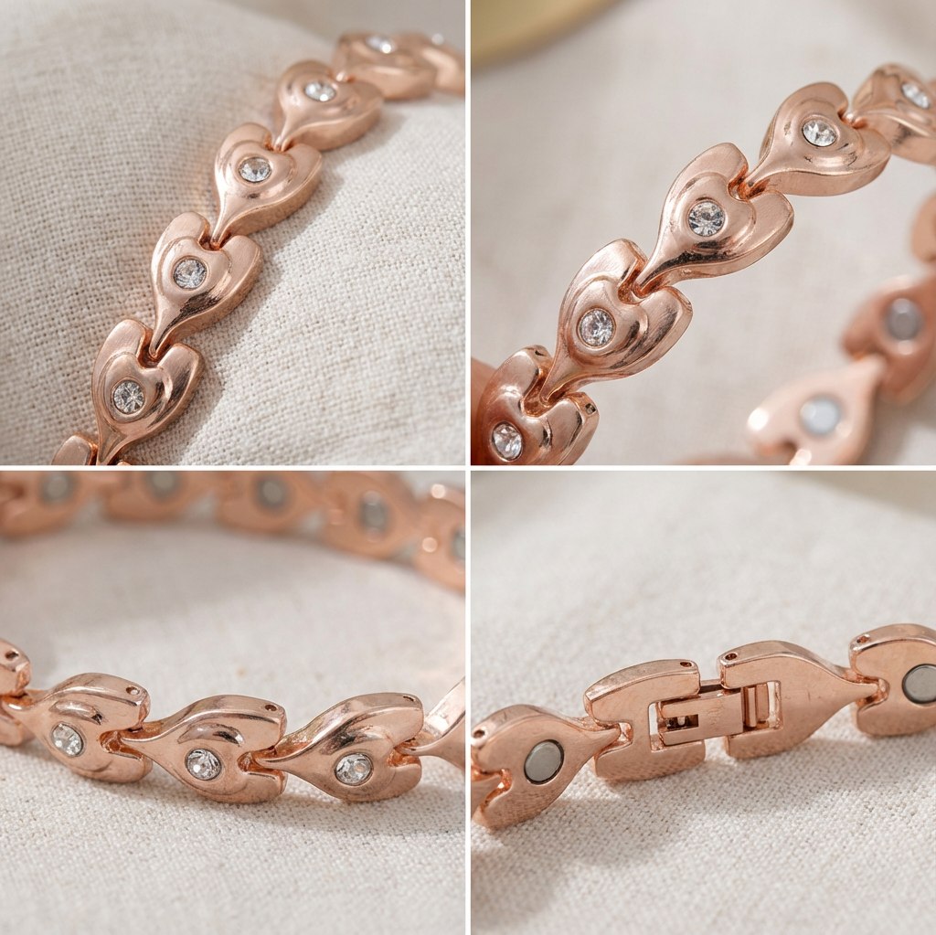 Amora Rose Gold Heart Crystal Bracelet - Image 2
