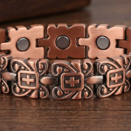 Heritage engraved cross red copper bracelet