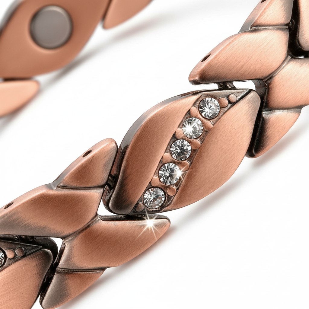 Aurelia Leaf Crystal Red Copper Bracelet - Image 5