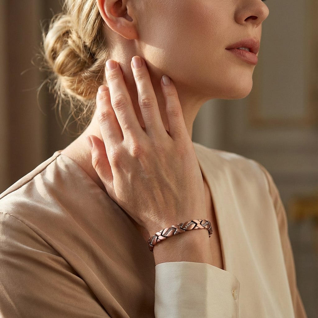 Aurelia Leaf Crystal Red Copper Bracelet - Image 3