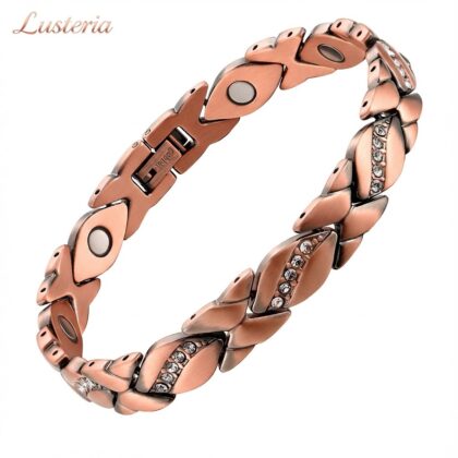 Aurelia leaf crystal red copper bracelet