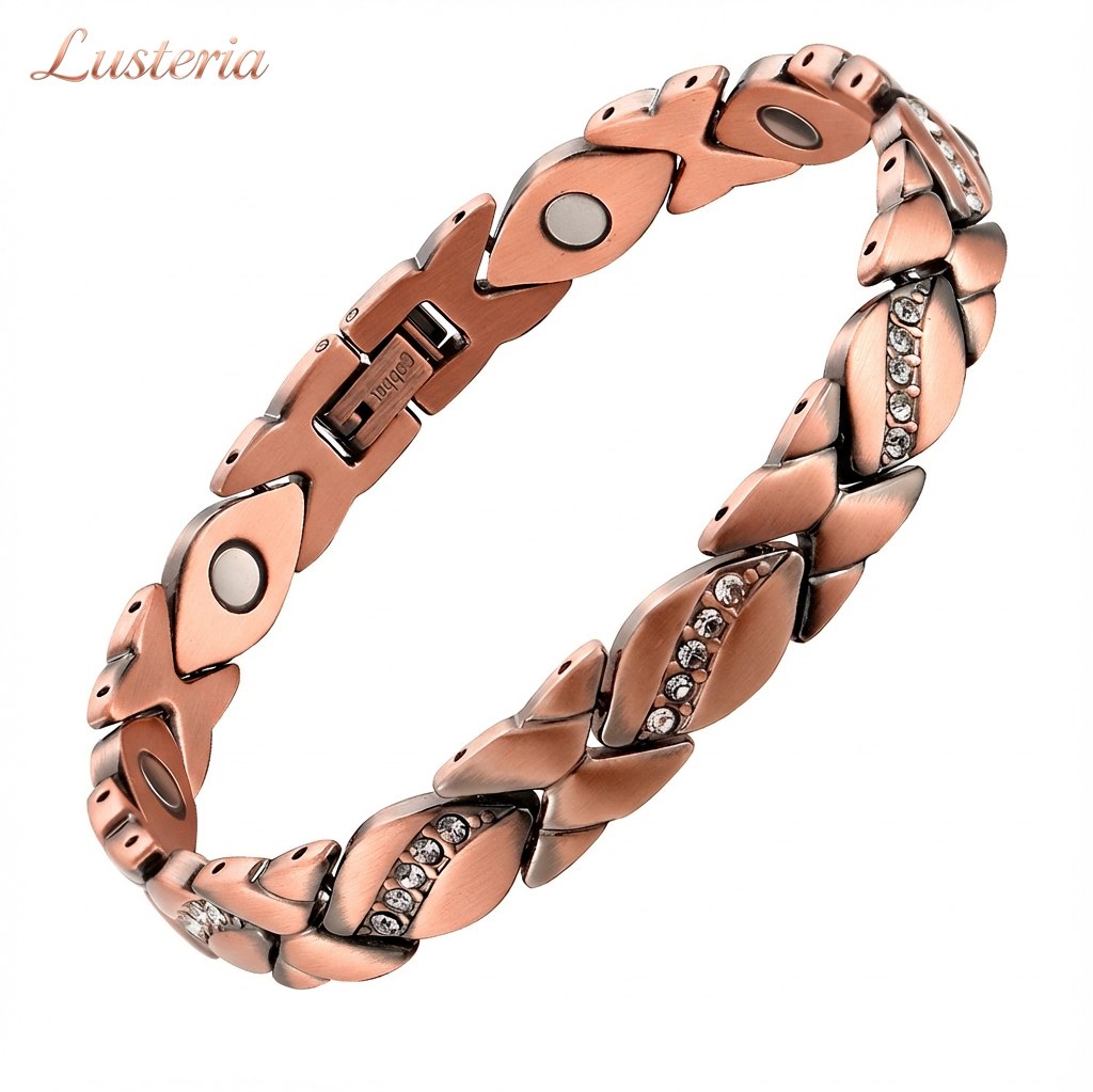 Aurelia leaf crystal red copper bracelet